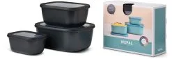 Mepal Set Cirqula Rechteckig 3-teilig (750+1500+3000) - Nordic Black