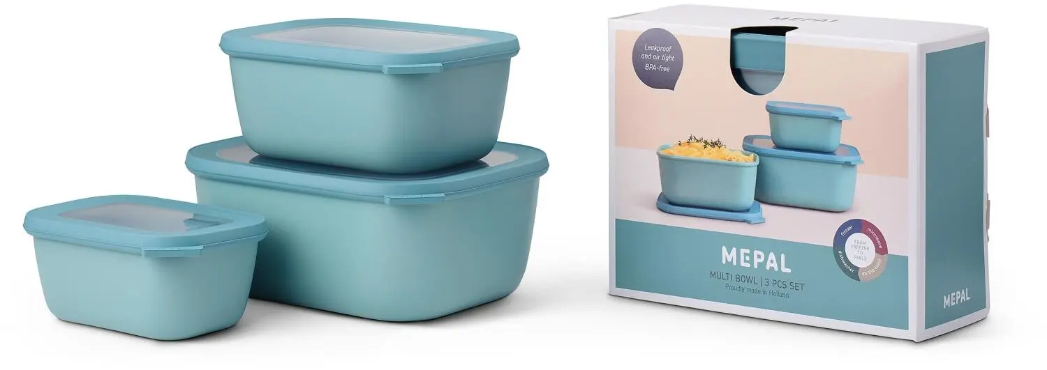 Mepal Set Cirqula Rechteckig 3-teilig (750+1500+3000) - Nordic Green