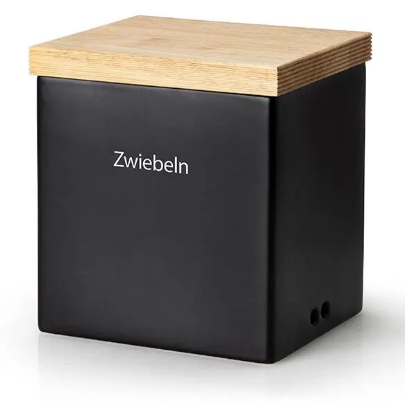 Continenta Vorratsdose Mit Holzdeckel, Matt Schwarz – Bild 4