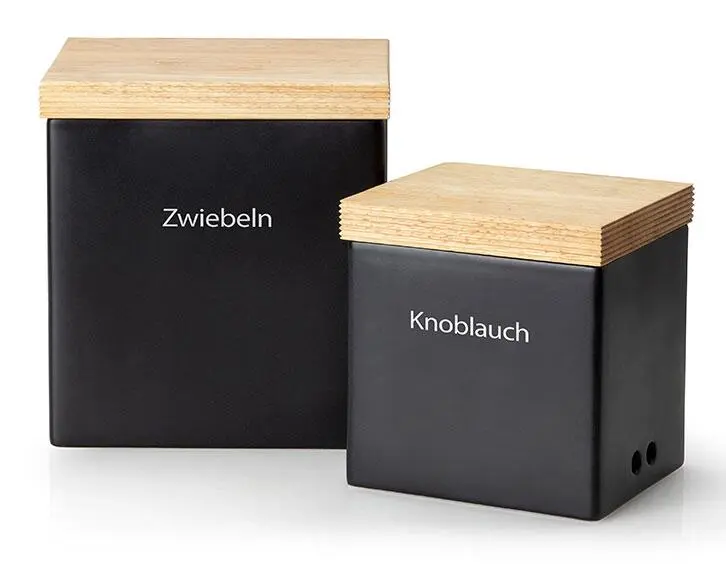 Continenta Vorratsdose Mit Holzdeckel, Matt Schwarz