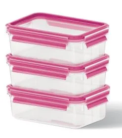 Emsa Frischhaltedosen Clip & Close, 3-teilig 0,55 L In Himbeer